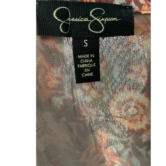 Jessica Simpson Orange Floral Chiffon Blouse - Picture 3 of 4